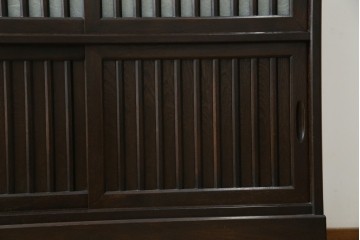 中古　美品　良品　国産　職人手作り品　前面格子戸の水屋箪笥食器棚　定価推定約25万円以上　(R-085425)