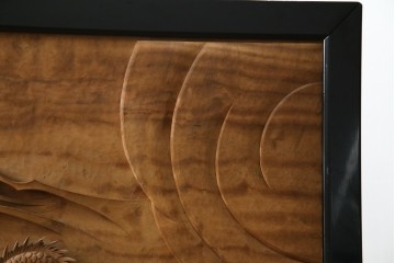 和製ヴィンテージ　井波彫刻　在銘作家物　新規制作で250万円以上相当の逸品!!　時代物の龍虎図衝立　(R-085427)