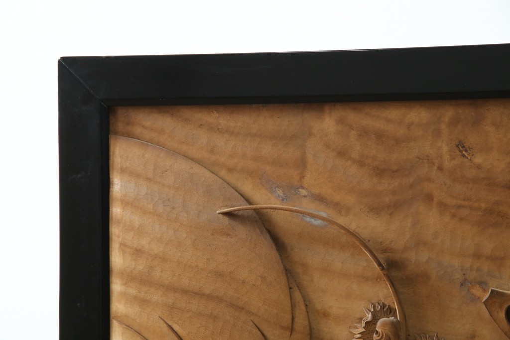 和製ヴィンテージ　井波彫刻　在銘作家物　新規制作で250万円以上相当の逸品!!　時代物の龍虎図衝立　(R-085427)