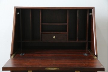 和製ヴィンテージ　美品　山品木工(YAMASHINA)　ローズウッド　上質な木目のスタイリッシュなライティングビューロー　(R-085429)