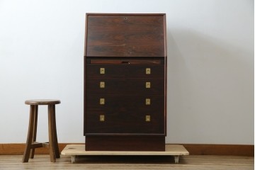 和製ヴィンテージ　美品　山品木工(YAMASHINA)　ローズウッド　上質な木目のスタイリッシュなライティングビューロー　(R-085429)