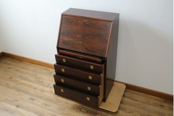 和製ヴィンテージ　美品　山品木工(YAMASHINA)　ローズウッド　上質な木目のスタイリッシュなライティングビューロー　(R-085429)