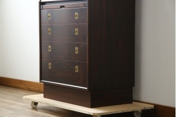 和製ヴィンテージ　美品　山品木工(YAMASHINA)　ローズウッド　上質な木目のスタイリッシュなライティングビューロー　(R-085429)