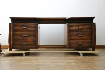 中古　美品　THEODORE ALEXANDER(セオドア・アレキサンダー)　造形美あふれる凝ったデザインの両袖机　定価推定約200万円前後　(R-085430)