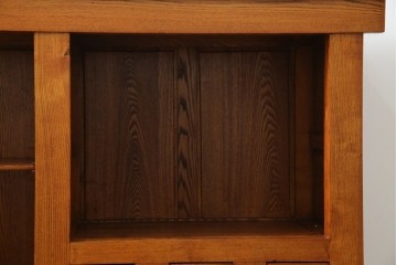 中古　超美品　上質な木味と繊細な格子細工が映える重ね水屋箪笥　(R-085435)