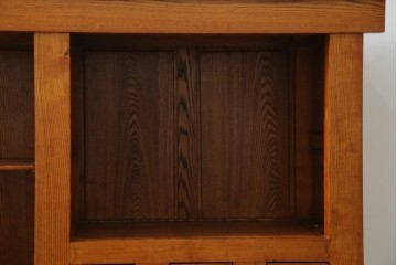 中古　超美品　上質な木味と格子細工が美しい水屋箪笥サイドボード　(R-085436)