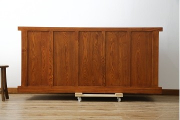 中古　超美品　緻密な格子戸と木地の風合いが美しい水屋箪笥サイドボード　(R-085437)