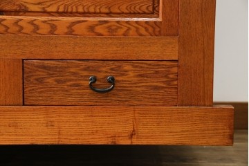 中古　超美品　緻密な格子戸と木地の風合いが美しい水屋箪笥サイドボード　(R-085437)