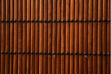 中古　超美品　緻密な格子戸と木地の風合いが美しい水屋箪笥サイドボード　(R-085437)