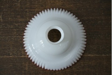 《引っ掛けシーリング式ペンダントライト加工費込み》　和製アンティーク　時代物　大正～昭和初期　赤色の波打つ縁取りが特徴のペンダントライト　(R-085438)