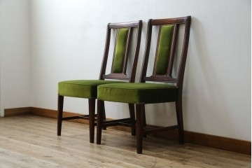 中古　美品　神戸洋家具　メープル不二屋　上品な佇まいが魅力的なダイニングチェア2脚セット　(R-085443)