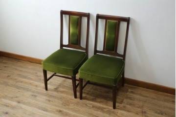 中古　美品　神戸洋家具　メープル不二屋　上品な佇まいが魅力的なダイニングチェア2脚セット　(R-085443)