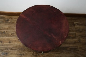 イタリアヴィンテージ　美品!!　希少!!　イタリア高級家具　アルド・トゥーラ(ALDO TURA)　深みのある色調と真鍮装飾が魅力のサイドテーブル　(R-085444)