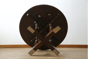 中古　松本民芸家具　挽物脚が生む安定感のあるデザインのF型ラウンドテーブル　(R-085446)