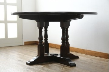 中古　松本民芸家具　挽物脚が生む安定感のあるデザインのF型ラウンドテーブル　(R-085446)