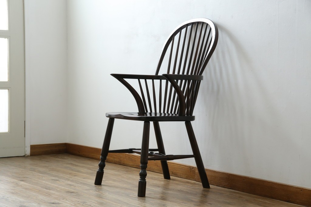 中古　美品　松本民芸家具　509C型　背もたれとアームの曲線が美しいウィンザーチェア　定価約17万円　(R-085447)