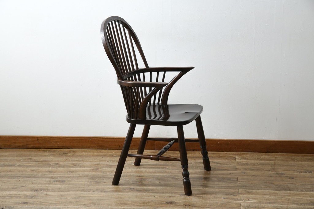 中古　美品　松本民芸家具　509C型　背もたれからアームへと連なる曲線が美しいウィンザーチェア　定価約17万円　(R-085447)
