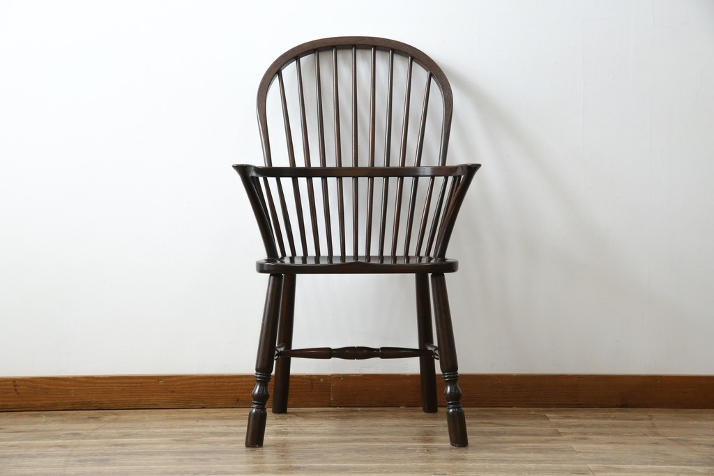 中古　美品　松本民芸家具　509C型　背もたれからアームへと連なる曲線が美しいウィンザーチェア　定価約17万円　(R-085447)