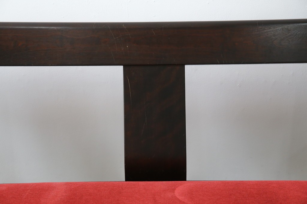 中古　松本民芸家具　#77型曲肘イスIII　なめらかな曲肘と直線的な背板の対比が美しい3人掛けソファ　定価約40万円　(R-085448)