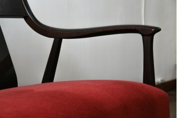 中古　松本民芸家具　#77型曲肘イスIII　なめらかな曲肘と直線的な背板の対比が美しい3人掛けソファ　定価約40万円　(R-085448)