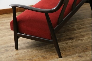 中古　松本民芸家具　#77型曲肘イスIII　なめらかな曲肘と直線的な背板の対比が美しい3人掛けソファ　定価約40万円　(R-085448)