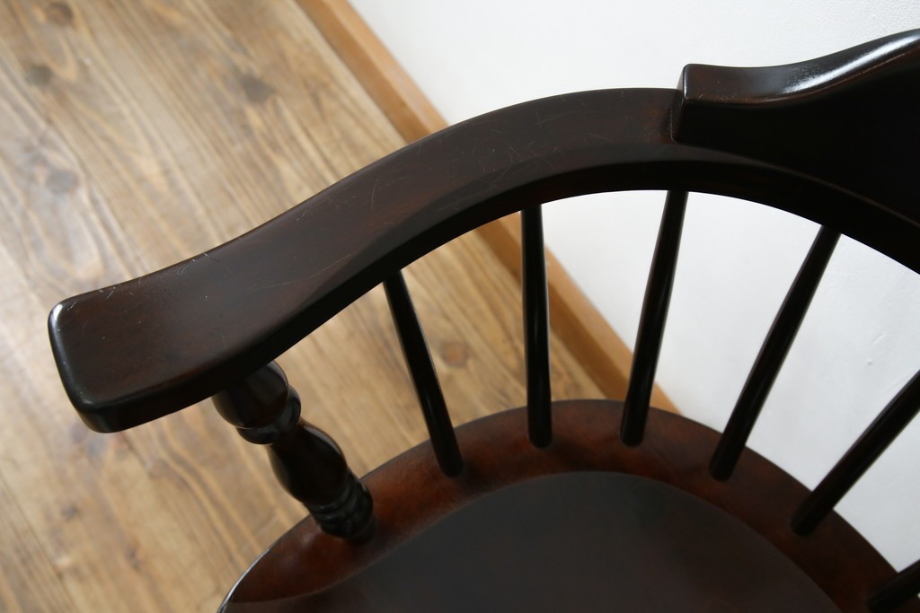 中古　美品　松本民芸家具　#91型　重厚感と品格を備えたキャプテンチェア　定価約13万円　(R-085449)