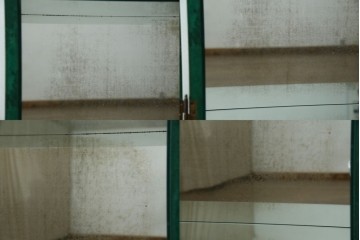 中古　美品!!　希少!!　イタリア高級家具　アルド・トゥーラ(ALDO TURA)　仔山羊革張り　独特の質感が際立つキャビネット　(R-085451)