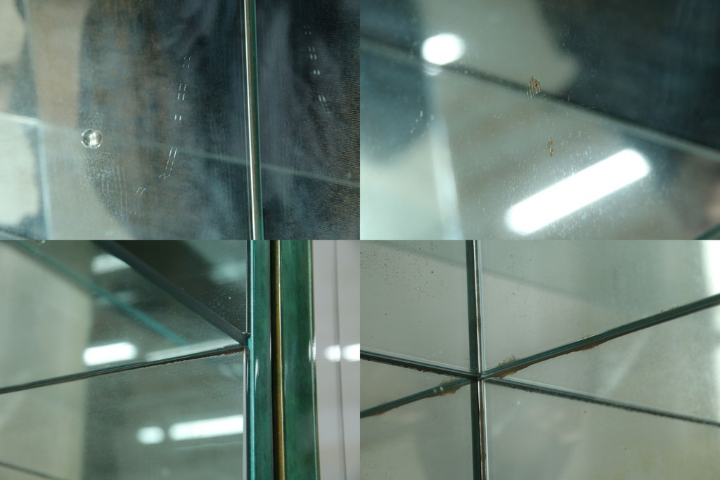 中古　美品!!　希少!!　イタリア高級家具　アルド・トゥーラ(ALDO TURA)　仔山羊革張り　独特の質感が際立つキャビネット　(R-085451)