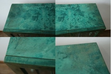 中古　美品!!　希少!!　イタリア高級家具　アルド・トゥーラ(ALDO TURA)　仔山羊革張り　独特の質感が際立つキャビネット　(R-085451)