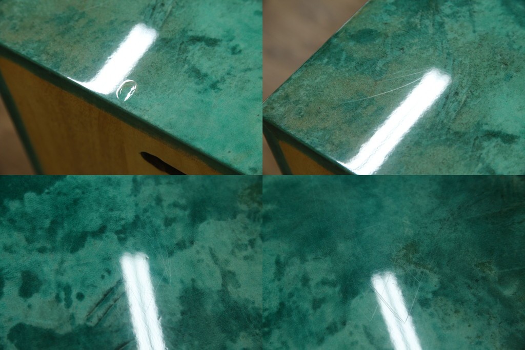 中古　美品!!　希少!!　イタリア高級家具　アルド・トゥーラ(ALDO TURA)　仔山羊革張り　独特の質感が際立つキャビネット　(R-085451)