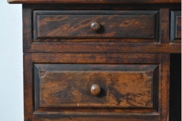 和製ヴィンテージ　松本民芸家具　クラシックな美を纏う重厚な佇まいのG型両袖机　定価約80万円相当　(R-085452)