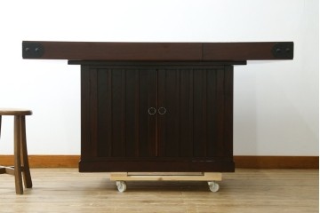 新古　未使用展示品　美品　展示品　筑後民芸　希少な廃番品　前面に収納スペースを備えた囲炉裏テーブル　(R-085466)