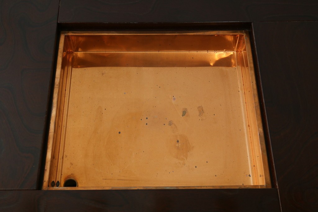 新古　未使用展示品　美品　展示品　筑後民芸　希少な廃番品　前面に収納スペースを備えた囲炉裏テーブル　(R-085466)