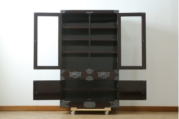 中古　美品　仙台民芸箪笥(仙台箪笥)　欅産業　木地呂塗り(漆塗り)の美しさが際立つキャビネット　定価約95万円　(R-085468)