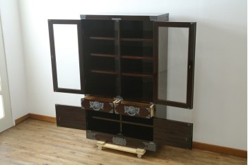 中古　美品　仙台民芸箪笥(仙台箪笥)　欅産業　木地呂塗り(漆塗り)の美しさが際立つキャビネット　定価約95万円　(R-085468)