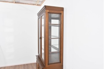 中古　美品　maruni(マルニ木工)　地中海ロイヤルシリーズ　飾棚80　ミラーバック×照明付きでコレクションを美しく魅せるキュリオケース　定価約55万円相当　(R-085469)