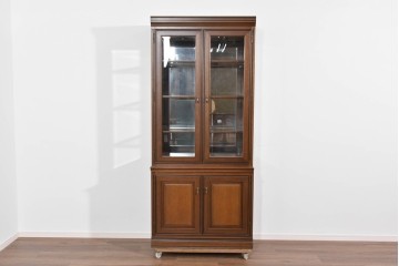 中古　美品　maruni(マルニ木工)　地中海ロイヤルシリーズ　飾棚80　ミラーバック×照明付きでコレクションを美しく魅せるキュリオケース　定価約55万円相当　(R-085469)