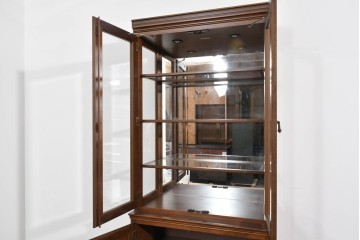 中古　美品　maruni(マルニ木工)　地中海ロイヤルシリーズ　飾棚80　ミラーバック×照明付きでコレクションを美しく魅せるキュリオケース　定価約55万円相当　(R-085469)