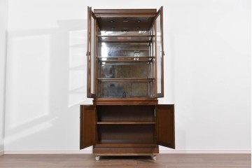 中古　美品　maruni(マルニ木工)　地中海ロイヤルシリーズ　飾棚80　ミラーバック×照明付きでコレクションを美しく魅せるキュリオケース　定価約55万円相当　(R-085469)