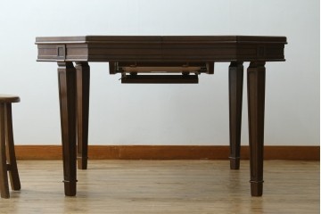 中古　美品　maruni(マルニ木工)　地中海シリーズ　美しい木目が際立つクラシカルな意匠のエクステンションテーブル　(R-085474)