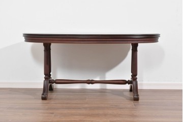 中古　maruni(マルニ木工)　KENT-COURT(ケントコート)　深い色合いとクラシカルな佇まいが美しいオーバル型センターテーブル　(R-085475)