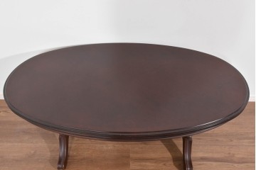 中古　maruni(マルニ木工)　KENT-COURT(ケントコート)　深い色合いとクラシカルな佇まいが美しいオーバル型センターテーブル　(R-085475)