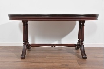 中古　maruni(マルニ木工)　KENT-COURT(ケントコート)　深い色合いとクラシカルな佇まいが美しいオーバル型センターテーブル　(R-085475)