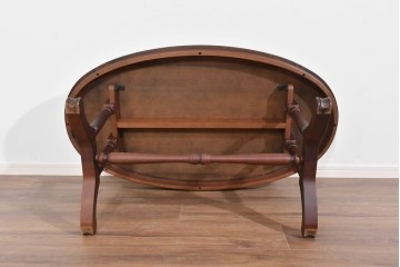 中古　maruni(マルニ木工)　KENT-COURT(ケントコート)　深い色合いとクラシカルな佇まいが美しいオーバル型センターテーブル　(R-085475)