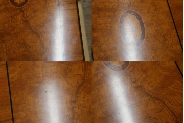 中古　イタリア製　引き出し式コレクションケース付きの象嵌入りローテーブル　(R-085476)