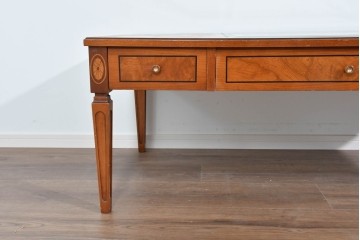 中古　イタリア製　引き出し式コレクションケース付きの象嵌入りローテーブル　(R-085476)