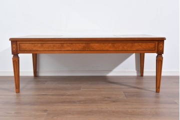 中古　イタリア製　引き出し式コレクションケース付きの象嵌入りローテーブル　(R-085476)