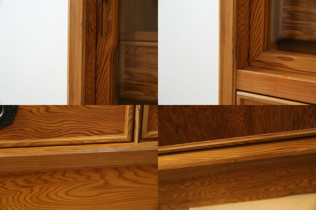 中古　豊かな表情を楽しめる屋久杉のガラス戸付き茶箪笥　定価約25万円　(R-085477)