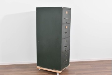 和製ヴィンテージ　希少な鍵付き!!　しっかりとした作りで実用性のあるファイルキャビネット　(R-085480)