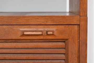 和製ヴィンテージ　オーク材　ルーバー扉がおしゃれな北欧デザインのキャビネット　(R-085484)